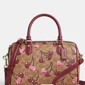 Coach Rowan Satchel Bag In Signature Canvas With Cherry Print
